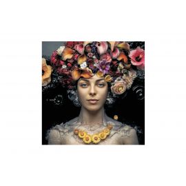 Glass picture lady with flowers 120x120