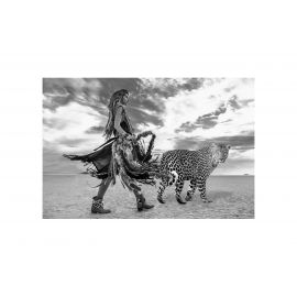 Glass picture warior & tiger 90 cm x 150cm