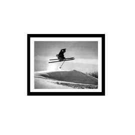 Glass picture w/frame svevende skiløper 80cm x 120cm 10102