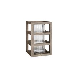 Lanterne natur eik 23x23x40 med glass sylinder