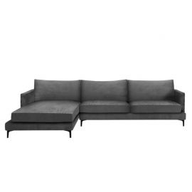 Sofa Montana Corner 294cmx102cmx78cm Velour Dark Grey Left