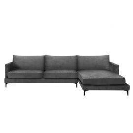 Sofa Montana Corner 294cmx102cmx78cm Velour Dark Grey Right