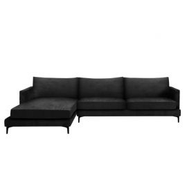 Sofa Montana Corner 294cmx102cmx78cm Velour Black Left