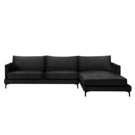 Sofa Montana Corner 294cmx102cmx78cm Velour Black Right
