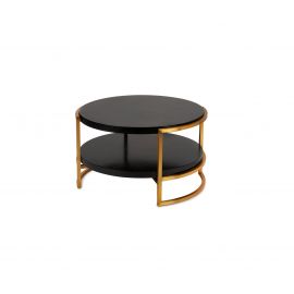 Salongbord Pittsburgh Ø80x48cm gold metall sort eike finer