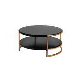 Salongbord Pittsburgh Ø100x48cm gold metall sort eike finer