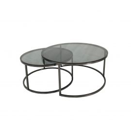 Salongbord Oceanside Ø100/Ø80 sort metall sotet glass