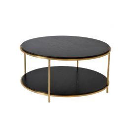 Salongbord Bristol Ø100x48 Black wood Gold