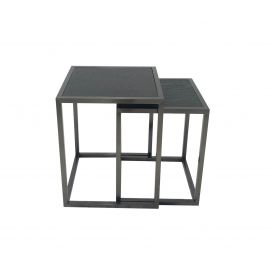 Settbord Alma sett av 2 bord antrasitt metall/sort eikefiner