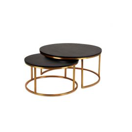 Salongbord Oceanside Ø80/Ø60 gold metall Sort eike finer