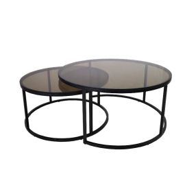 Salongbord Oceanside Ø100/Ø80 sort metall Bronze glass 176000