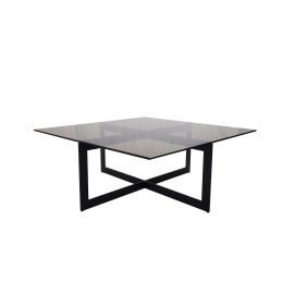 Salongbord Alexandria 100x100x42 sort metall Bronze glass 176014