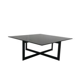 Salongbord Alexandria 100x100x42 sort metall sort glass 176015