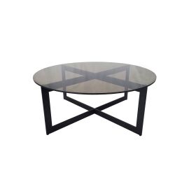 Salongbord Alexandria Ø100x42 sort metall Bronze glass 176026