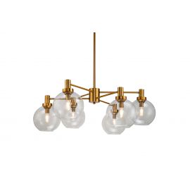 Taklampe McAllan D90 x H135CM gold metal and clear glass