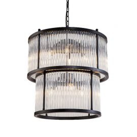 Taklampe Corona D55 x H60CM Black clear glass